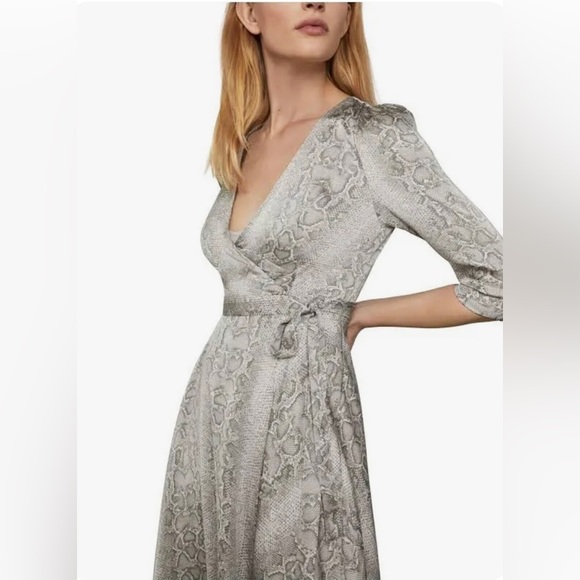 BCBG Maxaria gray snake print midi wrap dress - Picture 1 of 6